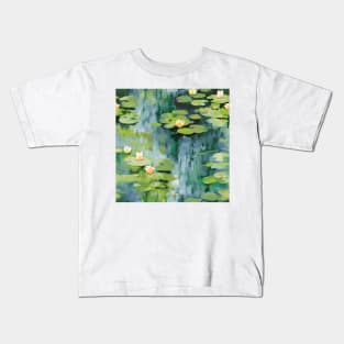 Monet Style Water Lilies 10 Kids T-Shirt